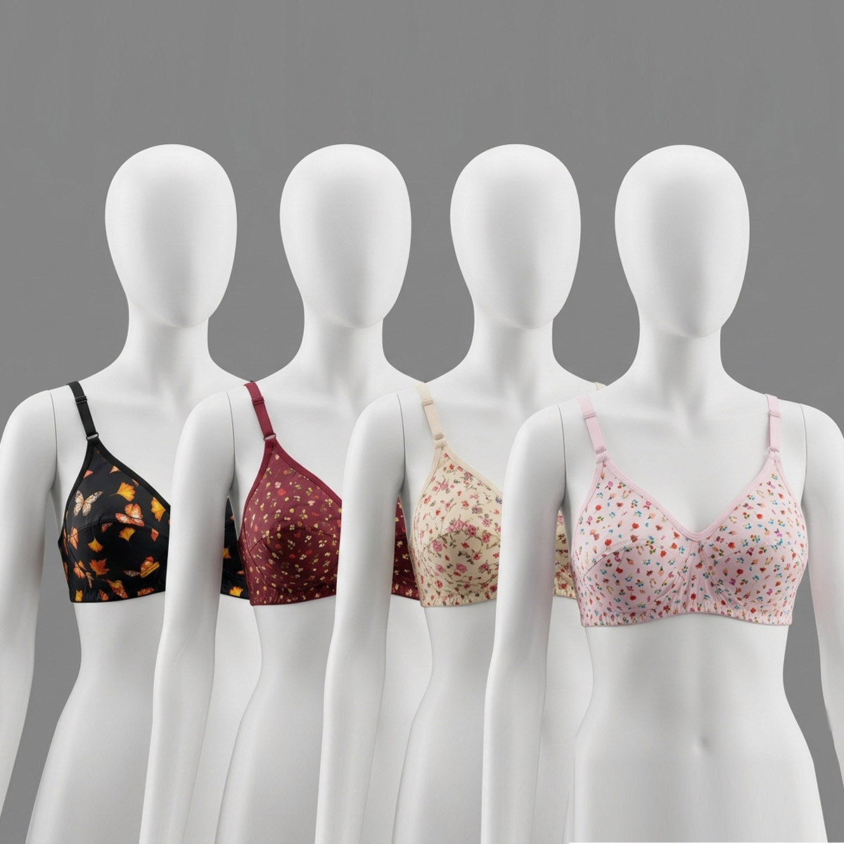 12 Lawn Floral Printed Everyday Bra – Size 44-50