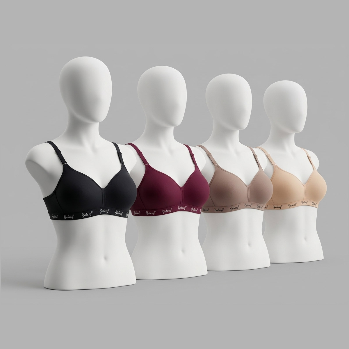Pack of 12 Galaxy Seamless Non-Wired Padded T-Shirt Bra – Size 32-36