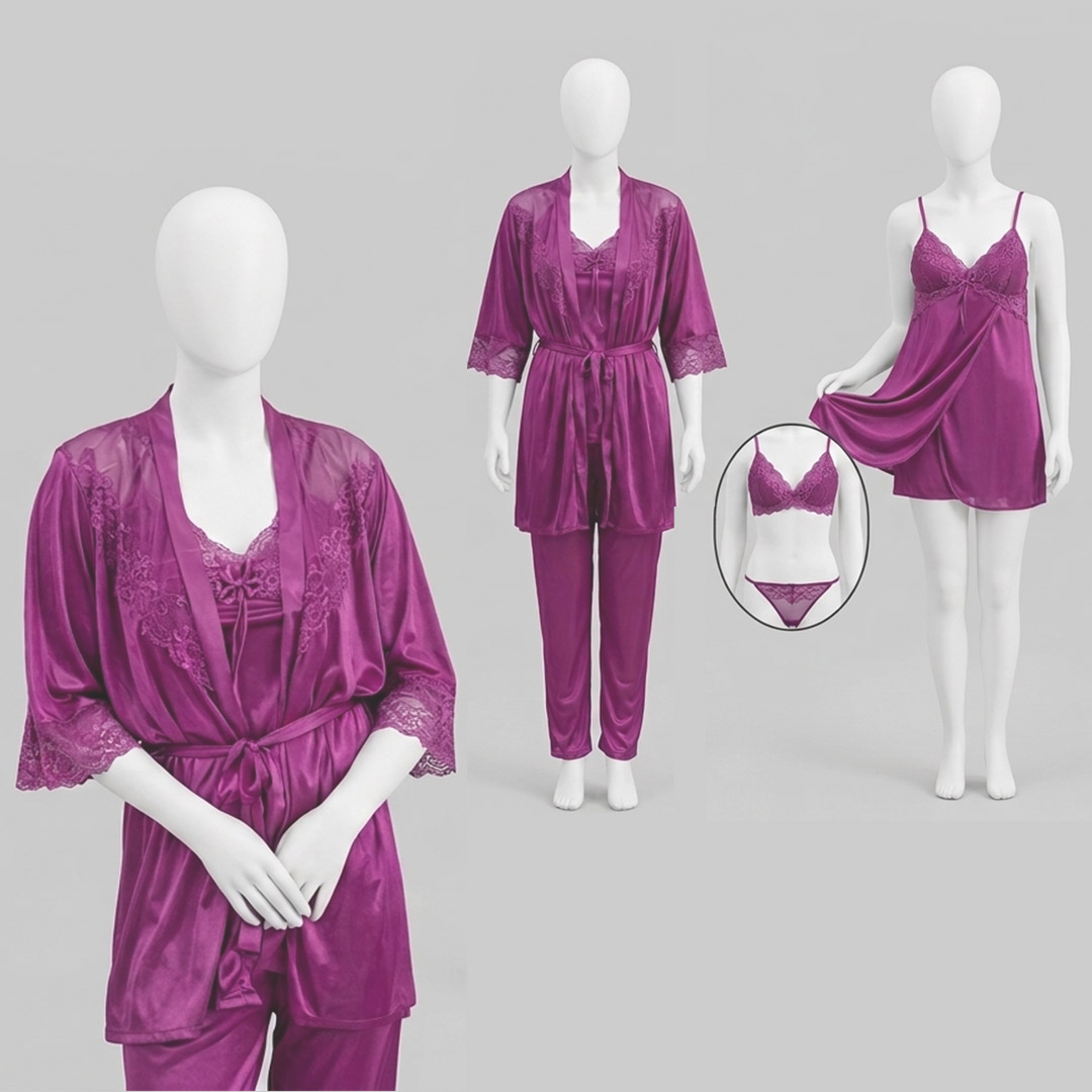 Premium 6pc Satin Nighty Set
